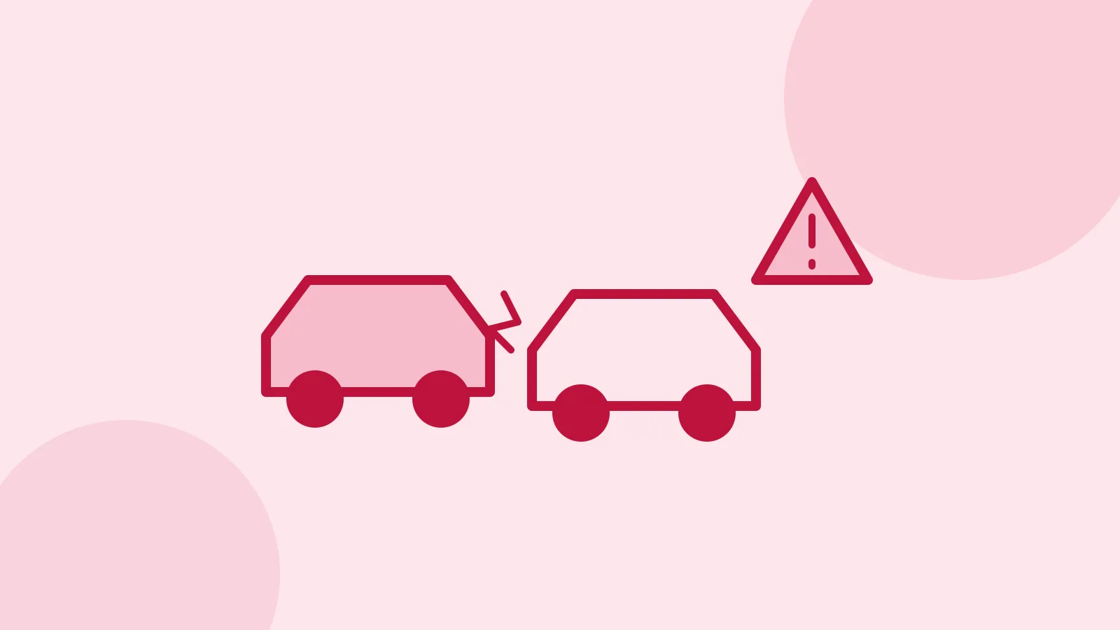 Illustration of two cars after a minor crash with a warning sign and a clipboard